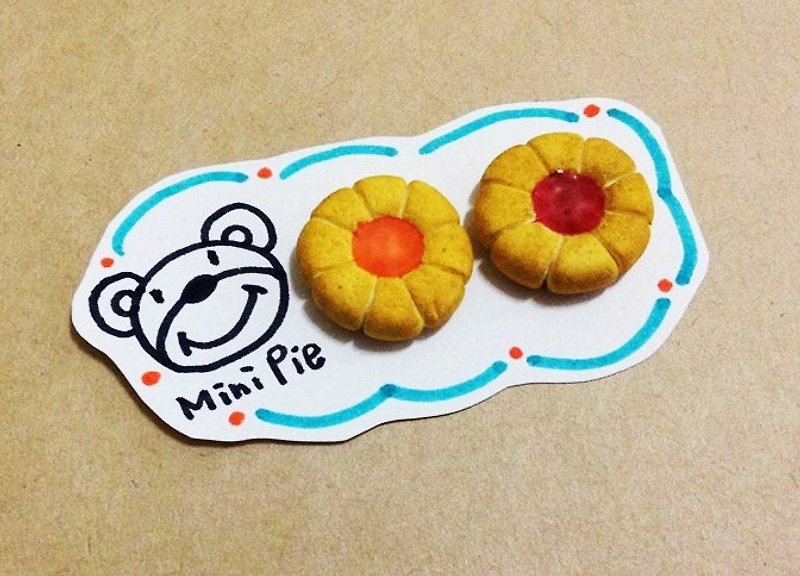 Jam biscuit earrings (set of two) (can be changed to Clip-On) - ต่างหู - ดินเหนียว หลากหลายสี