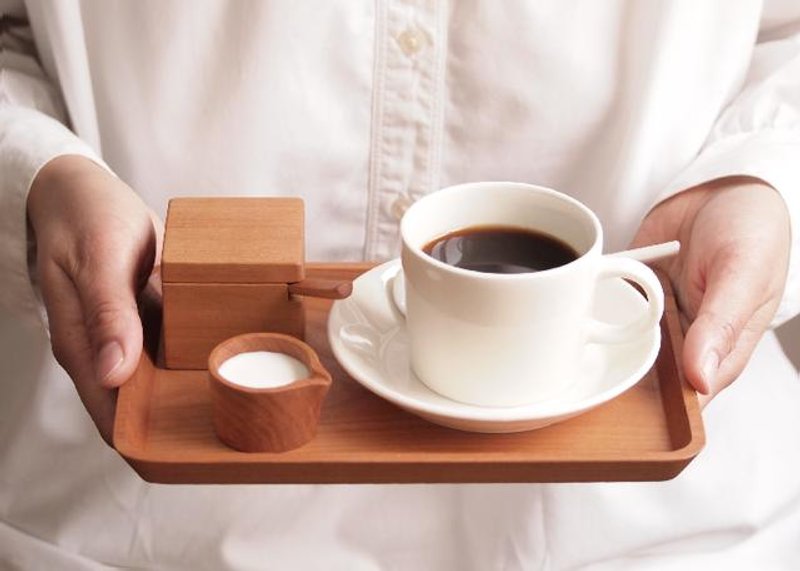 *PETIT CAFE SET* 櫻桃木 小尺寸咖啡組 / 木質托盤 / 木質湯匙 - 咖啡杯/馬克杯 - 木頭 咖啡色