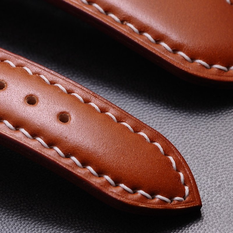 Can hand-made pure handmade small Pei Lao watch strap custom Japanese New Jubilee Cordova whiskey color cordovan leather - Watchbands - Genuine Leather Brown
