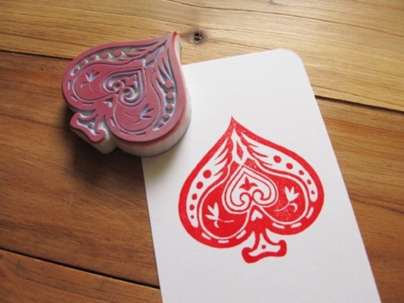 Apu handmade chapter decoration style poker pattern spade tip stamp hand account stamp - ตราปั๊ม/สแตมป์/หมึก - ยาง 