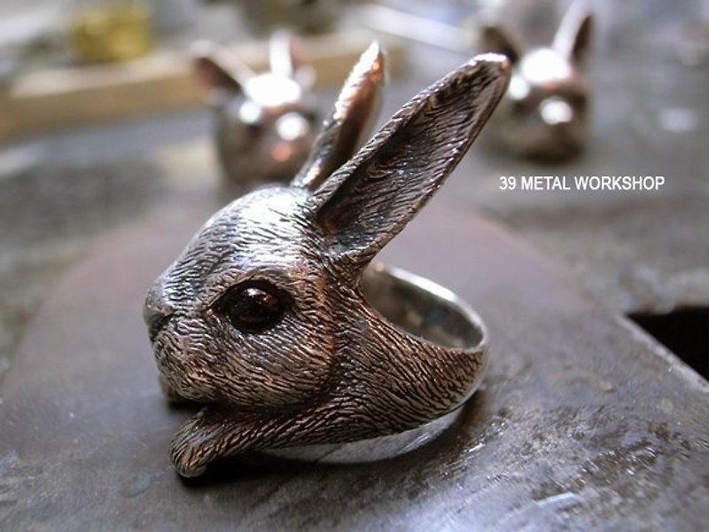 Big head rabbit ring (sterling silver style) - แหวนทั่วไป - โลหะ 