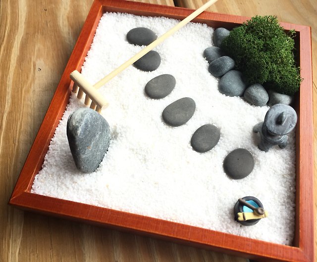 Purely natural Japanese Zen garden wooden box sand table dry