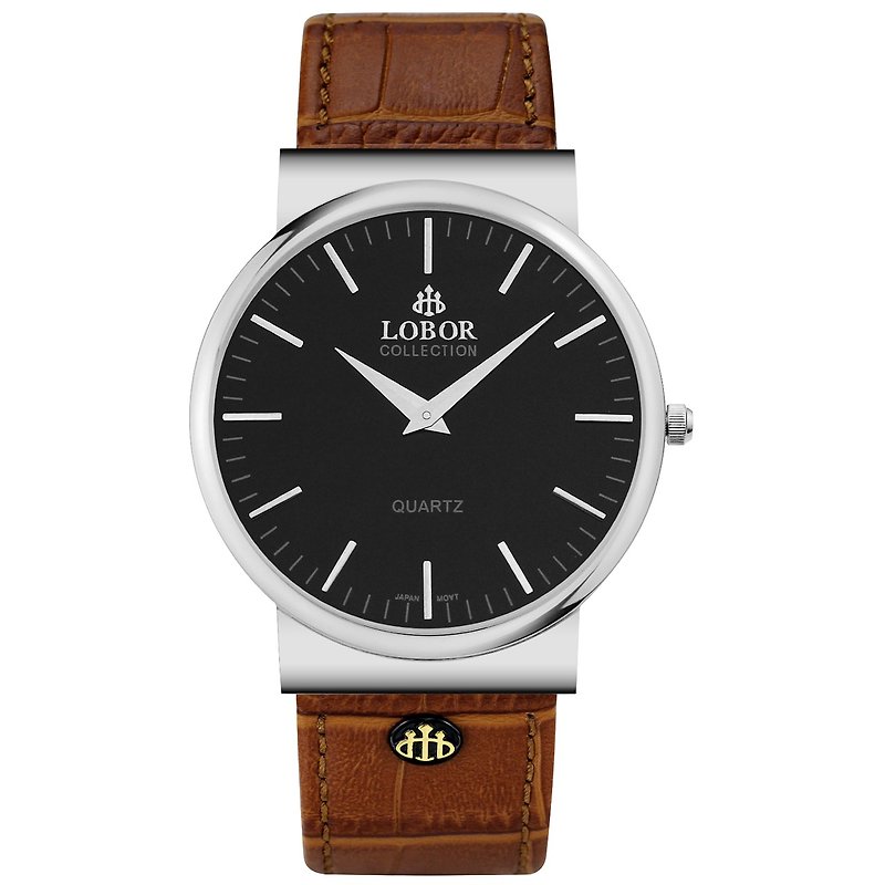 香港LOBORユニセックス腕時計製NATTY COLEMAN BROWN日本運動ステンレスポリッシュイタリアンレザーベルト - 腕時計 - 防水素材 ブラウン