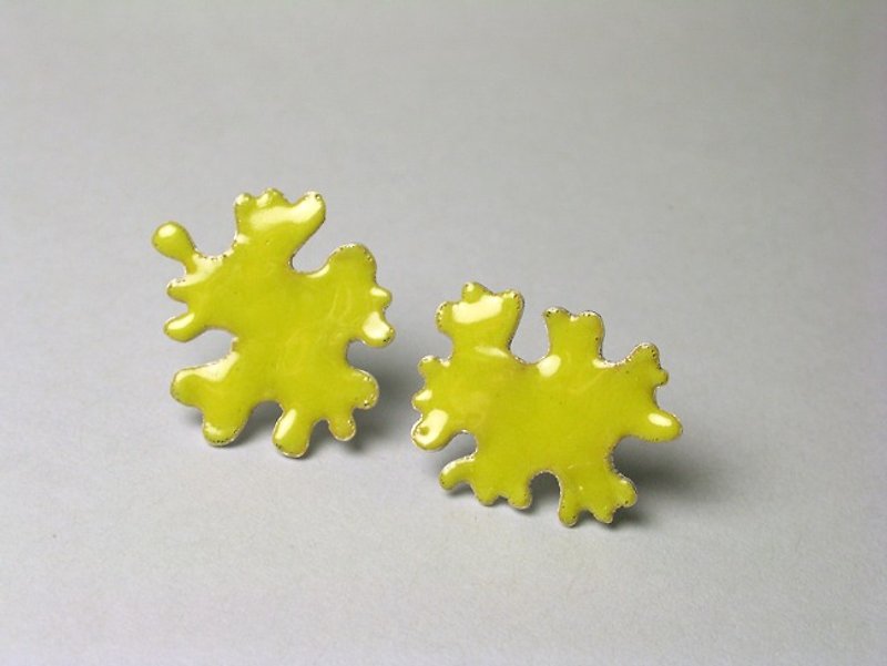 Lichenes lichens small silver ear acupuncture - sunshine yellow - Earrings & Clip-ons - Other Metals Yellow