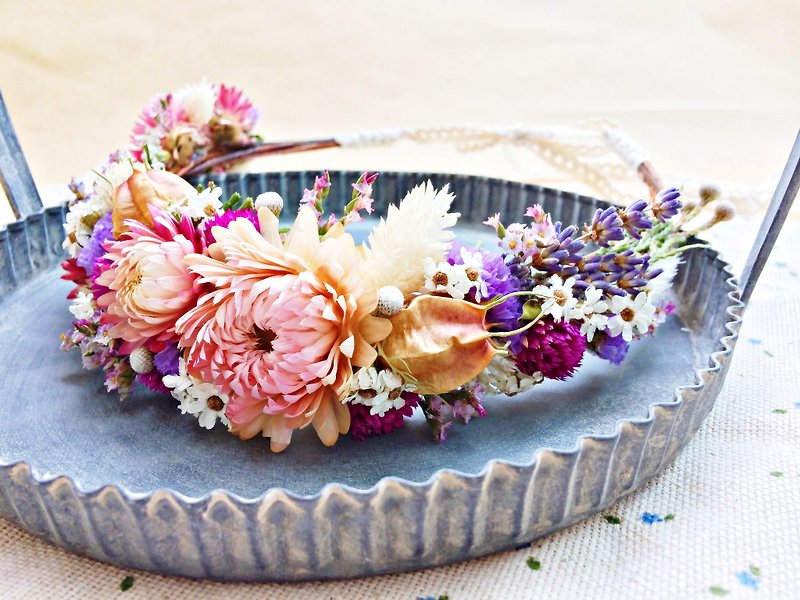 [Spring] elf child ─ bridal crown dried flowers marriage outdoor photo wedding photo wedding buffet small objects - เครื่องประดับผม - วัสดุอื่นๆ 