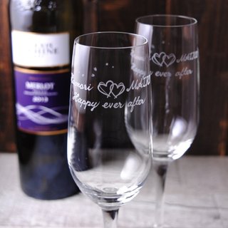 (Pair price) 185cc [Wedding gift] Japanese cherry blossom double love champagne glasses