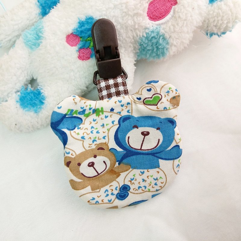 Love bear hug. Ping talisman bag (name can be embroidered) - Omamori - Cotton & Hemp Brown