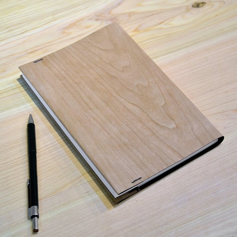 [Ichiro Muchuang] Cherry wood leather book jacket (with notebook) - สมุดบันทึก/สมุดปฏิทิน - ไม้ 