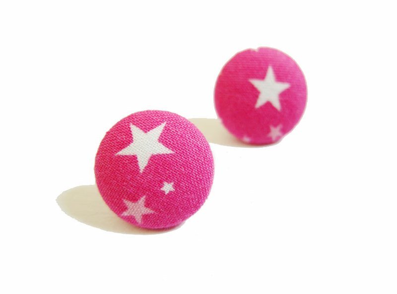 明るい布バックルイヤリングファンデーション星 - ピアス・イヤリング - その他の素材 