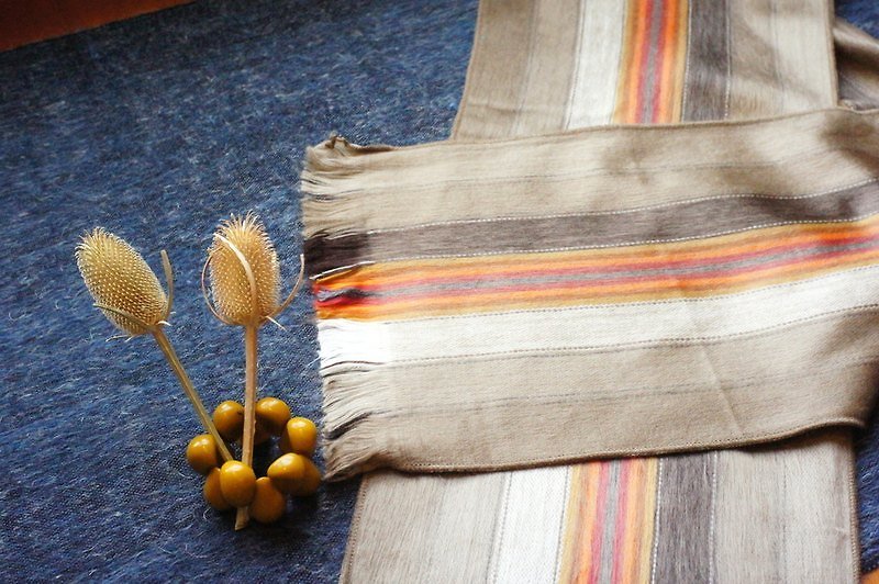 Vistaの[知識]、南米、手彩色アルパカスカーフ‧ライン - スカーフ - その他の素材 オレンジ