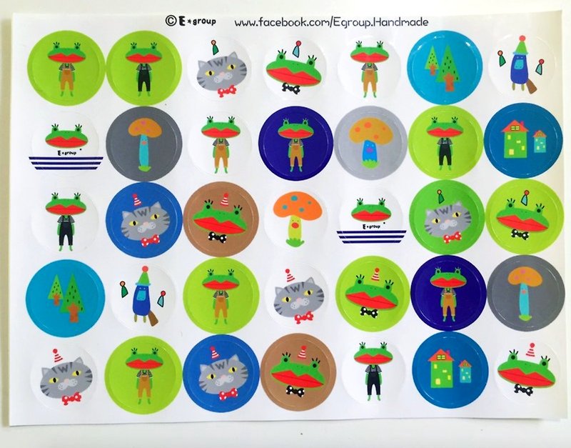E*group A frog round sticker big - Stickers - Paper 