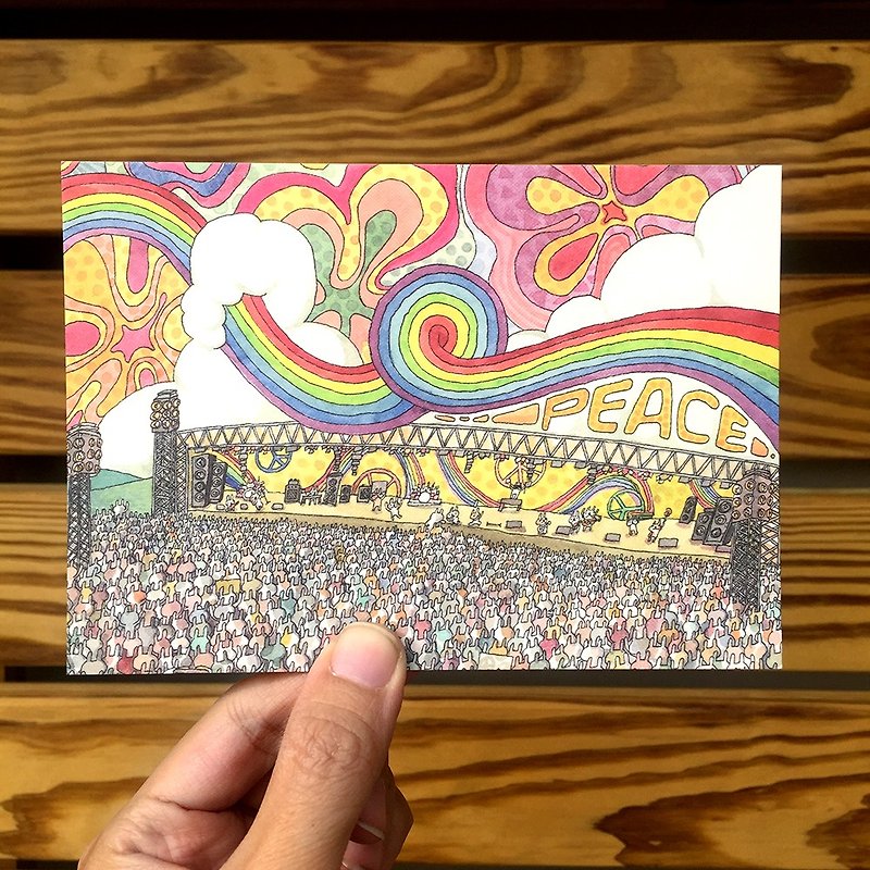 デザインポストカード | うさぎ音楽祭ピース - カード・はがき - 紙 グリーン