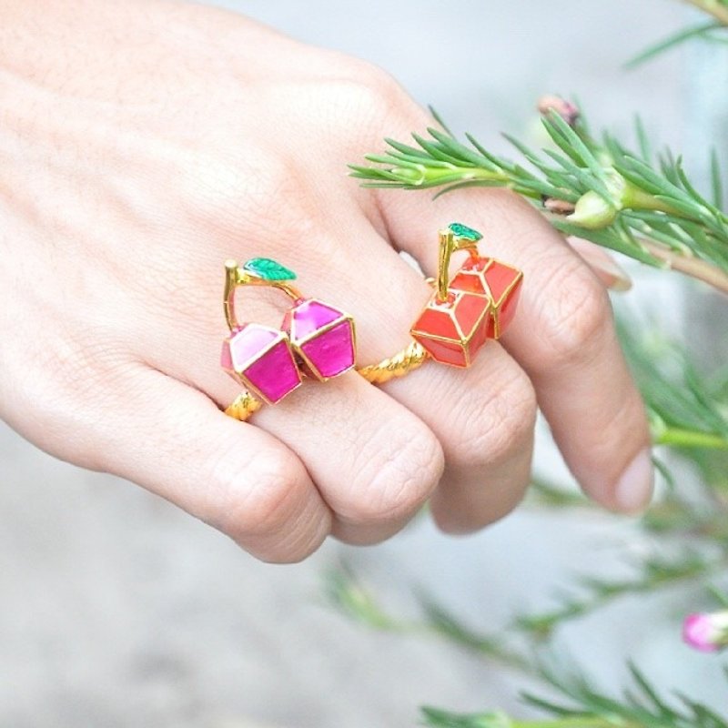 Glorikami 櫻桃黃銅戒指 - 戒指 - 其他材質 紫色