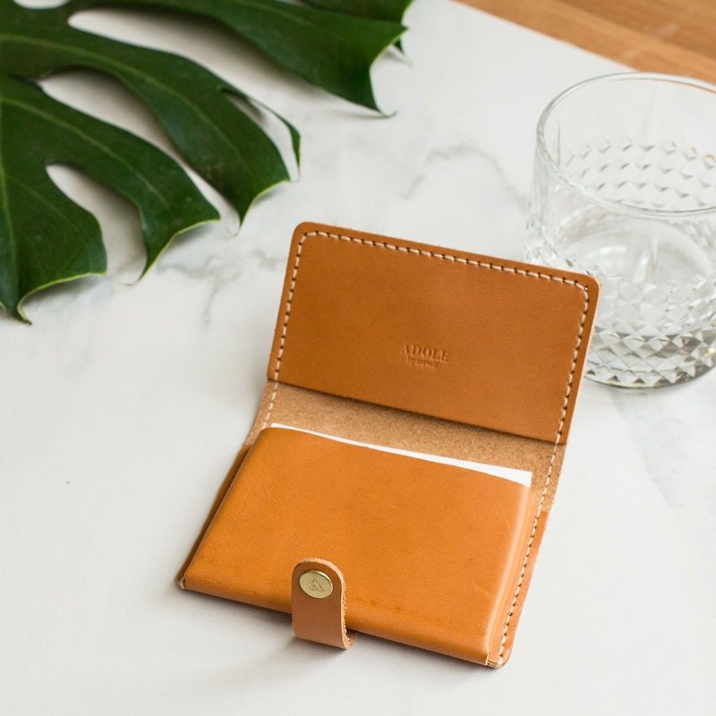 【Customized Gift】Genuine Leather Handmade Diy Set-Business Card Holder/Brown (Free Custom Lettering) - เครื่องหนัง - หนังแท้ 