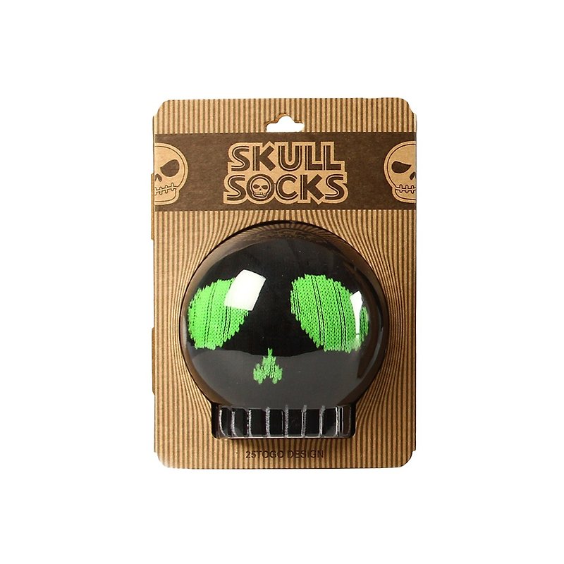 SKULL SOCKS skull socks_black dumb face - ถุงเท้า - ผ้าฝ้าย/ผ้าลินิน สีดำ