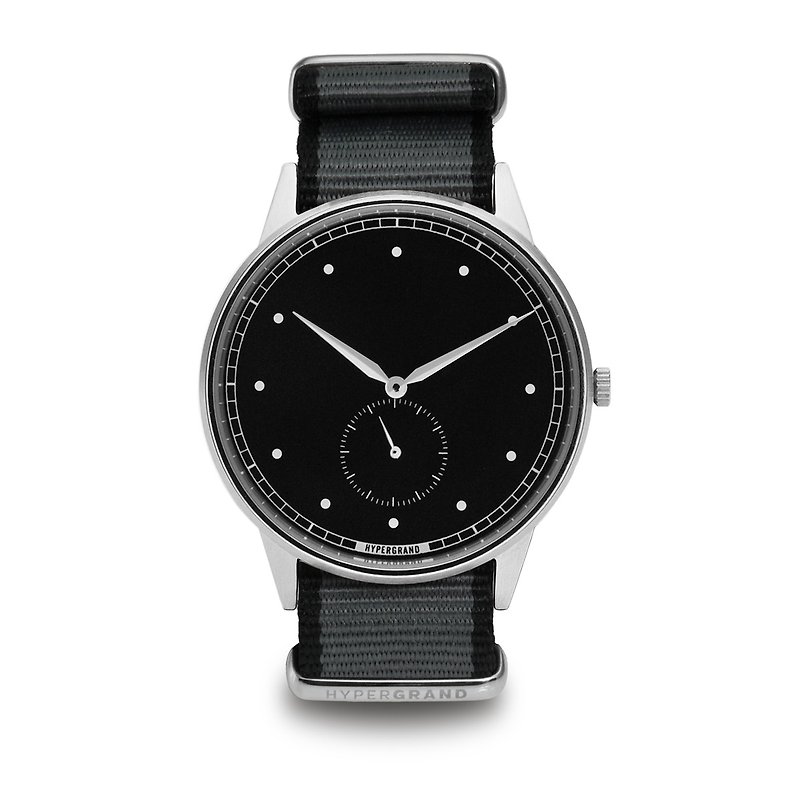 HYPERGRAND - Second Hand - Silver Black Dial Grey Twill Watch - Men's & Unisex Watches - Other Materials Gray