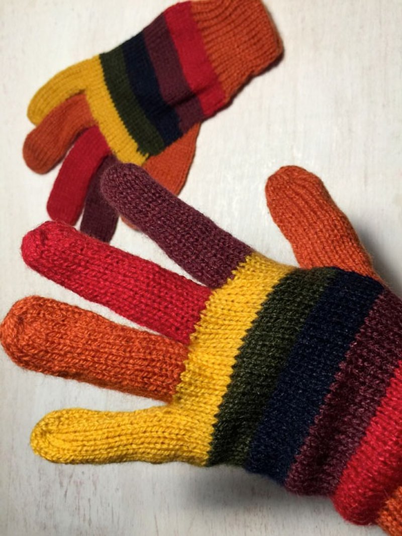 手套快樂彩虹-橘拇指 - 手套/手襪 - 其他材質 橘色