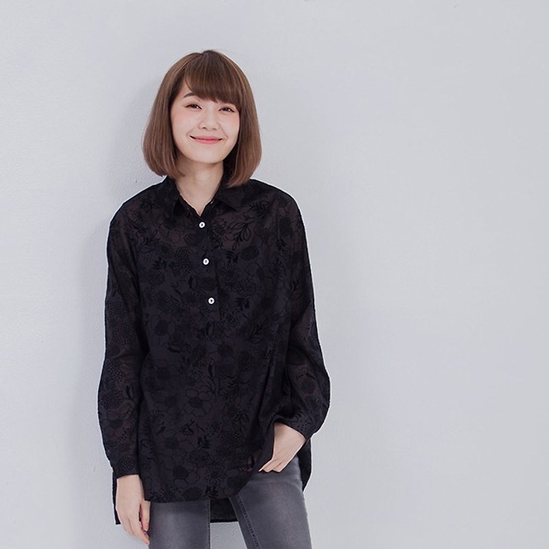 Nydia Splendor sleeved shirt / black transparent Movies - Women's Shirts - Cotton & Hemp Black
