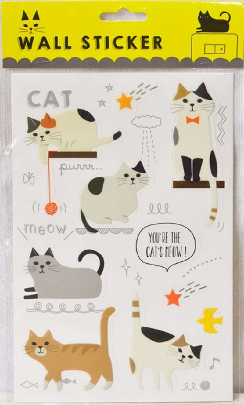 【日本Decole】Happy Cat Day 貓咪壁貼 / 開關貼 - 牆貼/牆身裝飾 - 塑膠 灰色