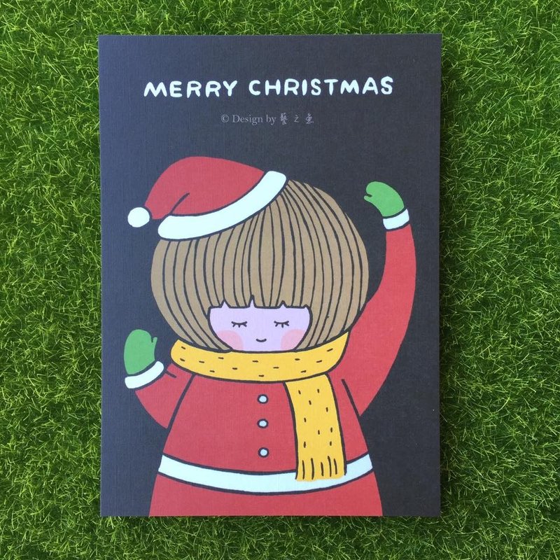 《藝之魚》栗子女孩 Merry Christmas 聖誕節 聖誕卡 卡片 明信片 聖誕禮物 --CM007 - 卡片/明信片 - 紙 紅色