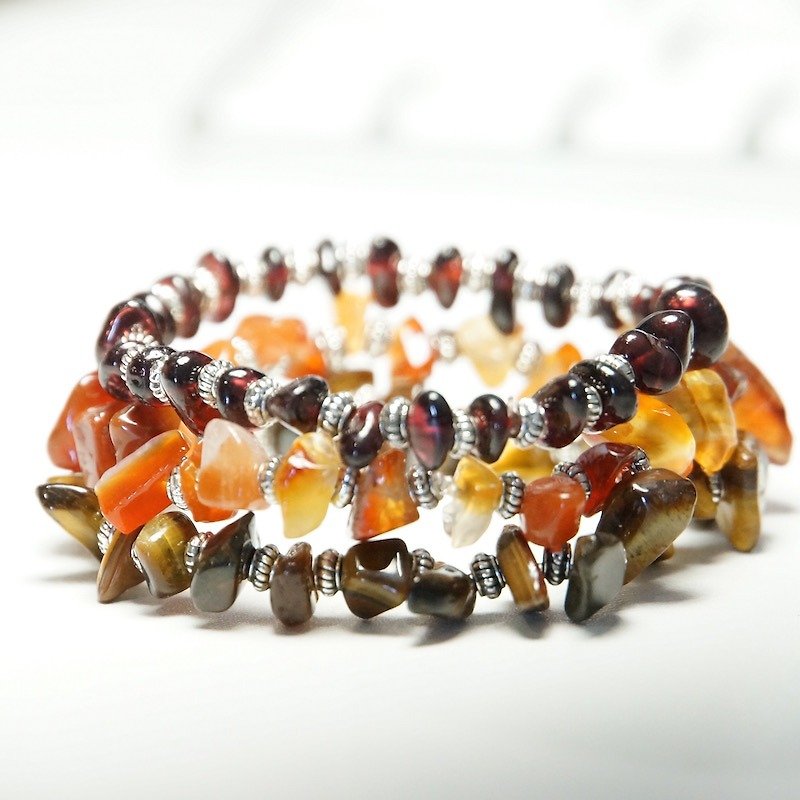 ITS: 853 Series] [natural stone Garnet / Onyx / Tiger Eye / Rose Quartz / bracelet. - Bracelets - Other Materials 