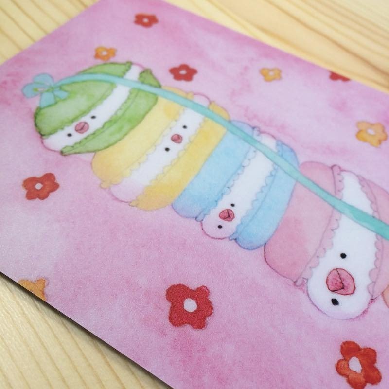 Mouse Pad (Piyo macaroons) - แผ่นรองเมาส์ - วัสดุกันนำ้ สึชมพู