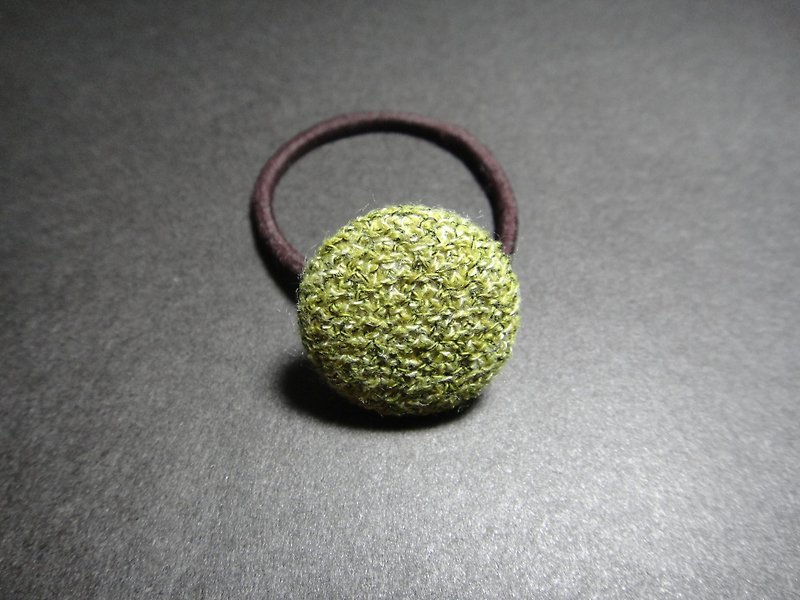 Uji Matcha Button Hair Tie C40CIY17 - Hair Accessories - Cotton & Hemp Green