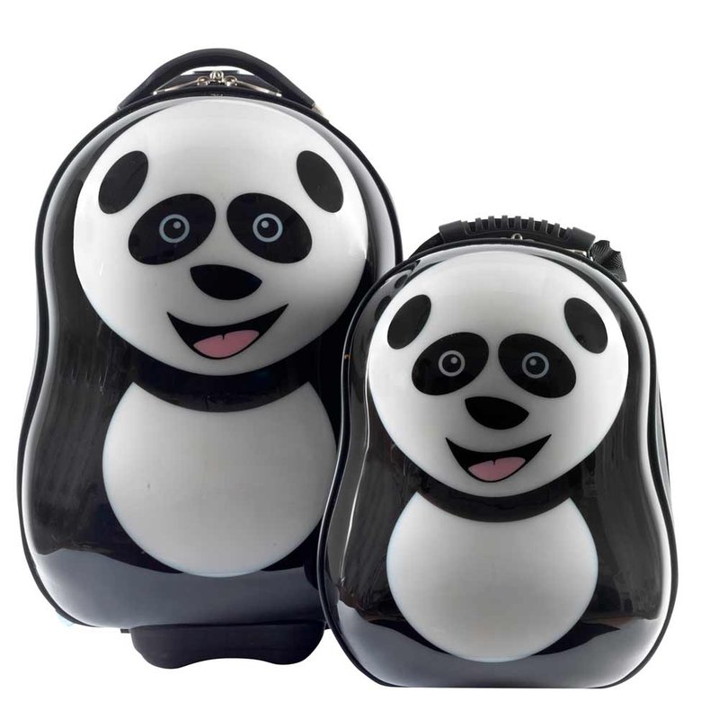 【英國cuties and pals】16吋蛋型輕硬殼兒童專屬旅行箱+13吋背包組(貓熊) - 行李箱/旅行袋 - 塑膠 黑色
