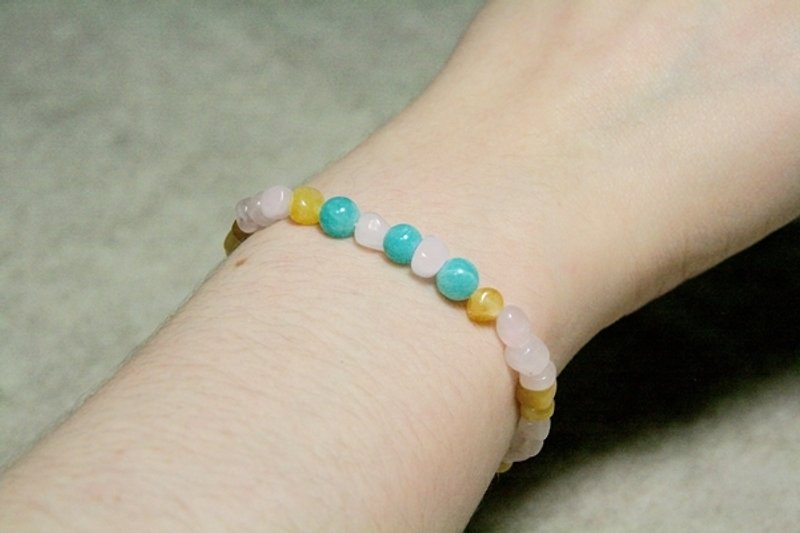 [Ofelia arts & amp; crafts] natural stone series - amazonite x x pink topaz crystal bracelet [J17- Ariel] - สร้อยข้อมือ - เครื่องเพชรพลอย 