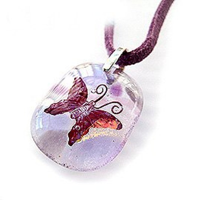 Lilac butterfly - Necklaces - Glass Purple
