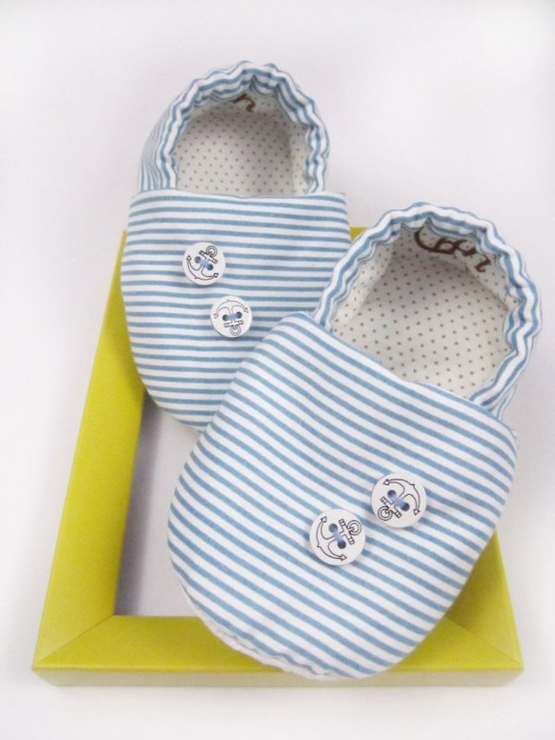 BABY little shoes handmade shoes "Ocean sailor wind" baby shoes - รองเท้าเด็ก - วัสดุอื่นๆ สีน้ำเงิน