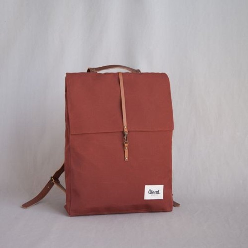 [Spain handmade] Ölend Holden Canvas | Leather | after stitching backpack (Terracotta brick red) - Backpacks - Other Materials Red