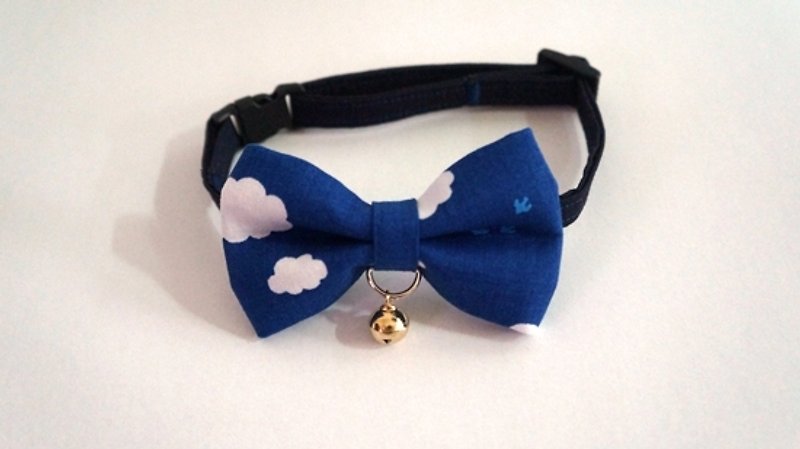 [Miya ko.] Handmade cloth grocery cats and dogs tie / tweeted / bow / blue sky cute / pet collars - ปลอกคอ - วัสดุอื่นๆ หลากหลายสี