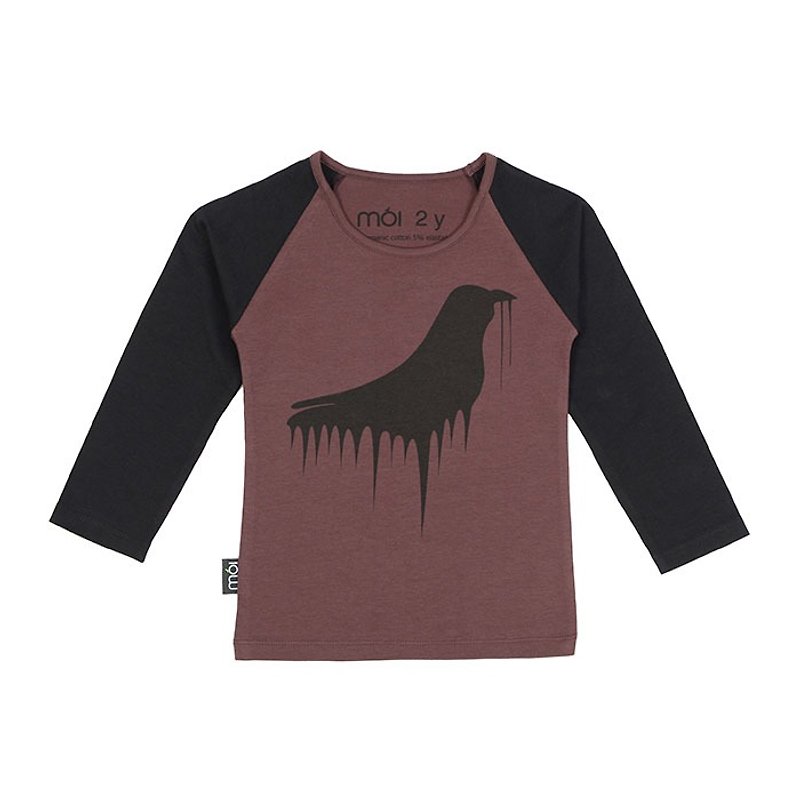 [Nordic children's clothing] Iceland organic cotton long-sleeved shirt 1 to 8 years old dark red - Tops & T-Shirts - Cotton & Hemp 