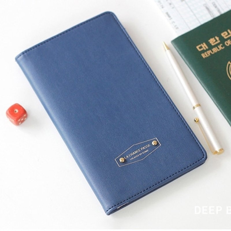 Dessin x Iconic- good time Leather Passport Cover - navy blue, ICO99569 - ที่เก็บพาสปอร์ต - วัสดุอื่นๆ สีน้ำเงิน