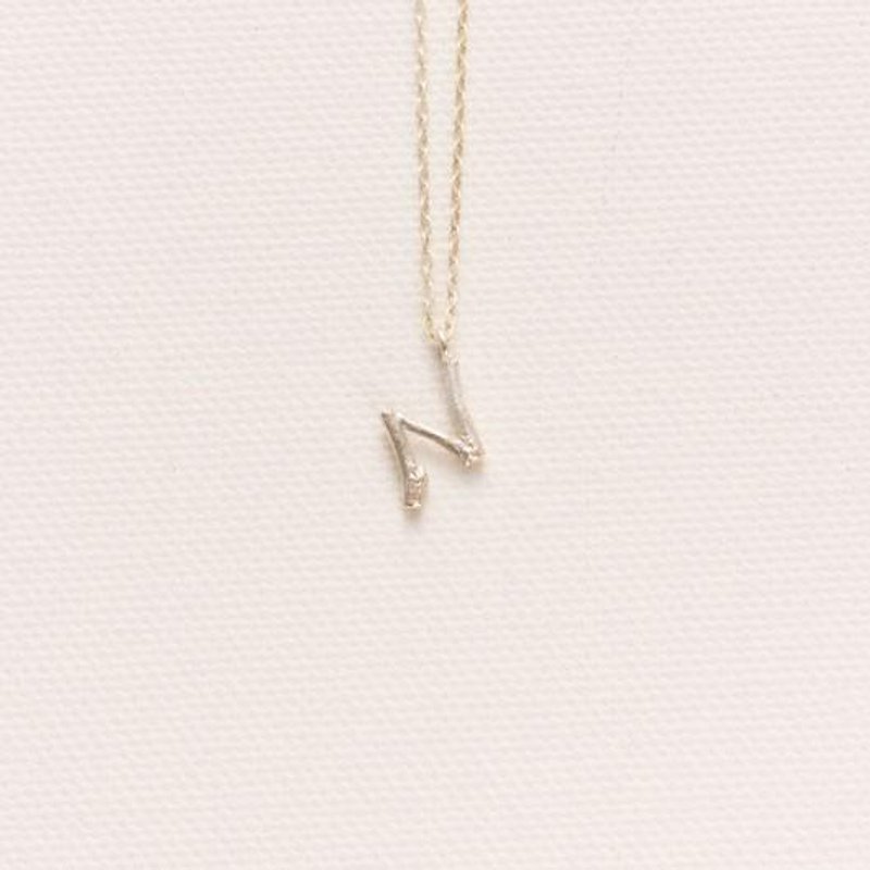 Twig Initial Blanche Initial Charm Necklace N - สร้อยคอ - โลหะ สีทอง