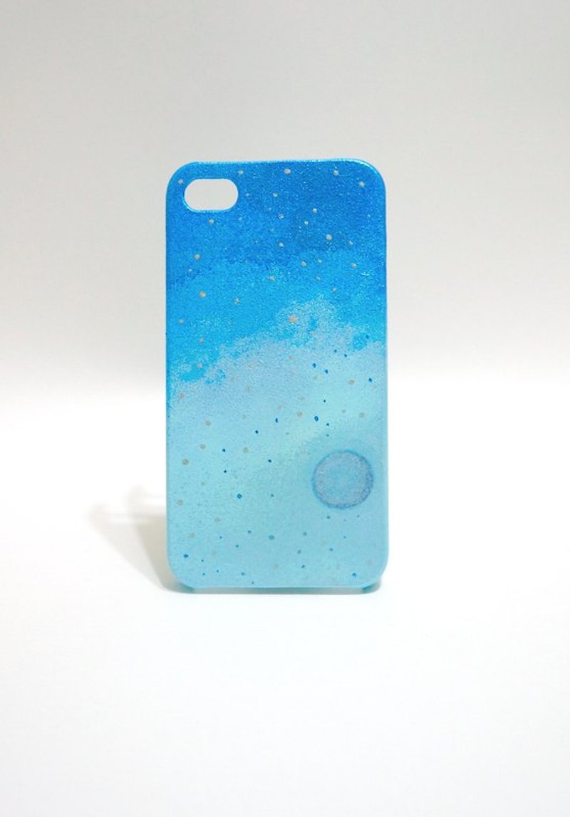 [Moon in blue-hand-painted series] iPhone shell - เคส/ซองมือถือ - พลาสติก สีน้ำเงิน