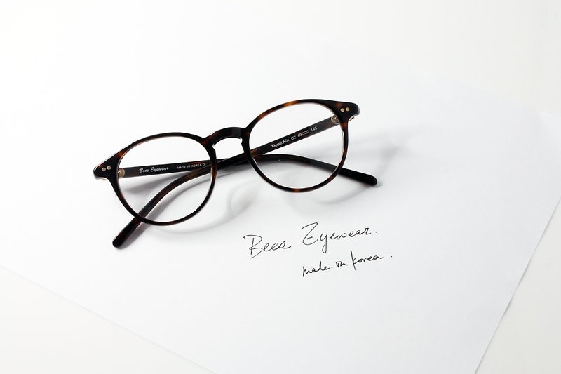 (無庫存)Handmade in Korea Boston Shape eyeglasses frame eyewear A01C2 - กรอบแว่นตา - วัสดุอื่นๆ สีนำ้ตาล