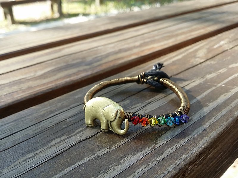 "DODOWU jewelry hand-made light" [rainbow] auspicious elephant bracelet unique customizable hand Wai / wire manual coding - Bracelets - Gemstone Multicolor