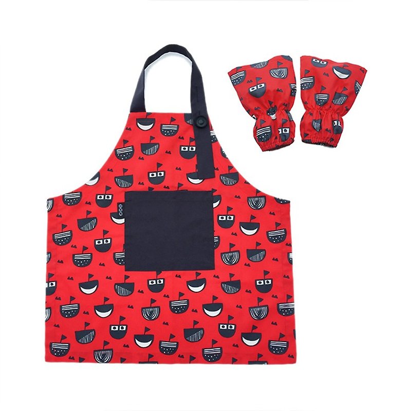 Waterproof toddler apron sleeve set, Art Craft, Painting, Baking, Red - Other - Waterproof Material Red