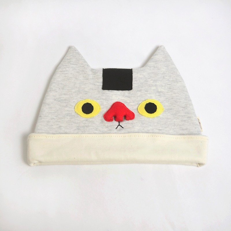 紅鼻神氣貓 有機棉嬰兒帽 - 圍兜/口水巾 - 棉．麻 