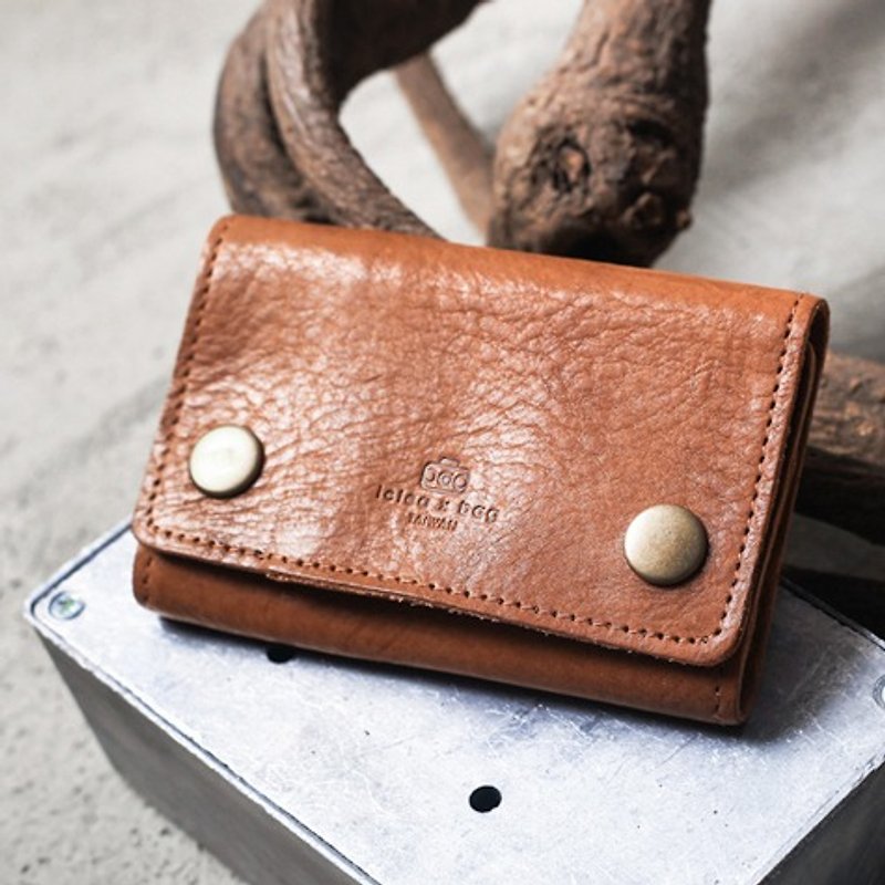 【icleaXbag】classic leather Mini purse, bill, cards and coins all in it DG13 - Wallets - Genuine Leather Brown