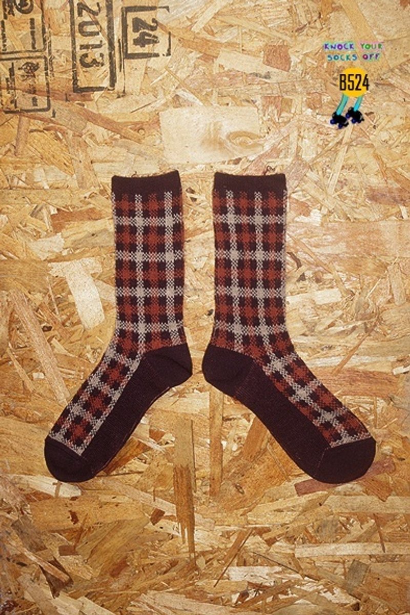 深紅格子針織襪!!夏漪眺=knock your socks off !! - 襪子 - 其他材質 紅色