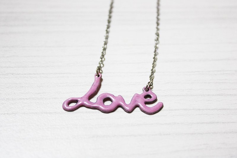 LOve 手工琺瑯項鍊(可選色) - 項鍊 - 琺瑯 粉紅色