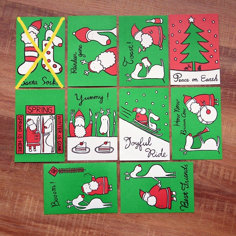 クリスマスはがき（10​​モデルのセット）（4セットを購入ㄧ送ります） - カード・はがき - 紙 グリーン