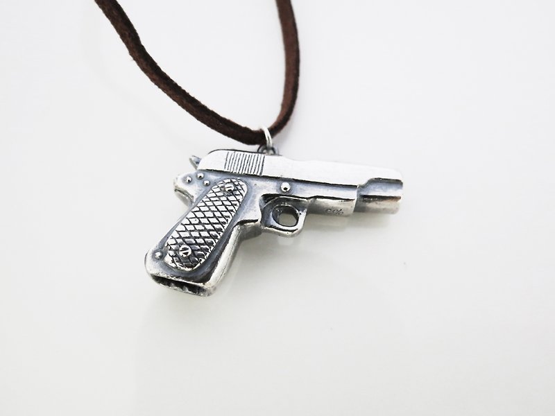 Pistol (925 sterling silver necklace) - Cpercent handmade jewelry - Necklaces - Sterling Silver Silver