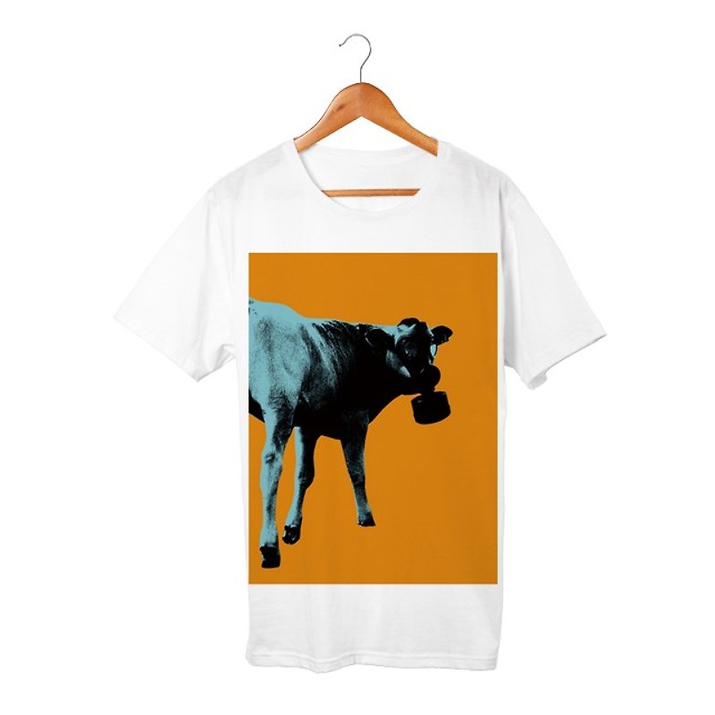 Collage Art Cow T-shirt - 中性衛衣/T 恤 - 棉．麻 白色