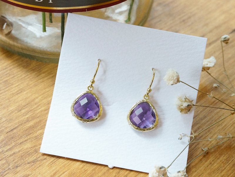 Edith & Jaz • 誕生石系列 - 紫晶耳環 (二月) - 耳環/耳夾 - 寶石 紫色