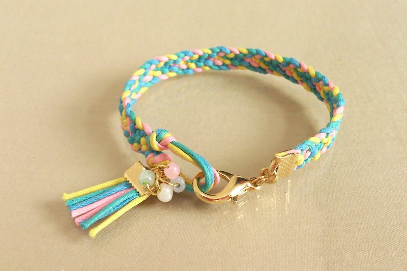 ～Fashion national style～Color Wax rope braided bracelet～YASU-K exclusive color - สร้อยข้อมือ - โลหะ หลากหลายสี