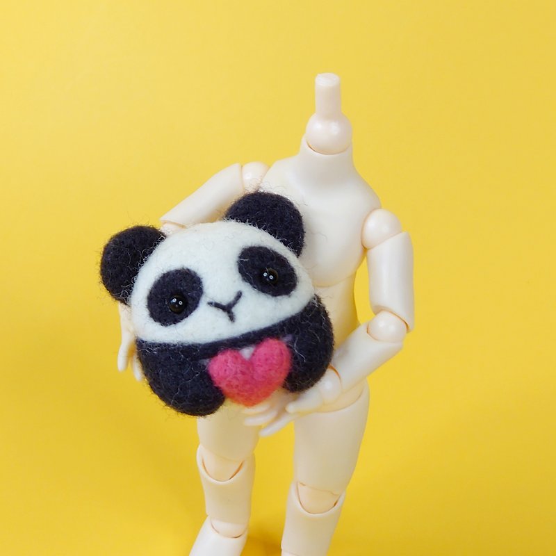 Hugging Love Panda   Wool felt, Handmade, Accessories, Wildlife Series - สร้อยคอ - ขนแกะ ขาว